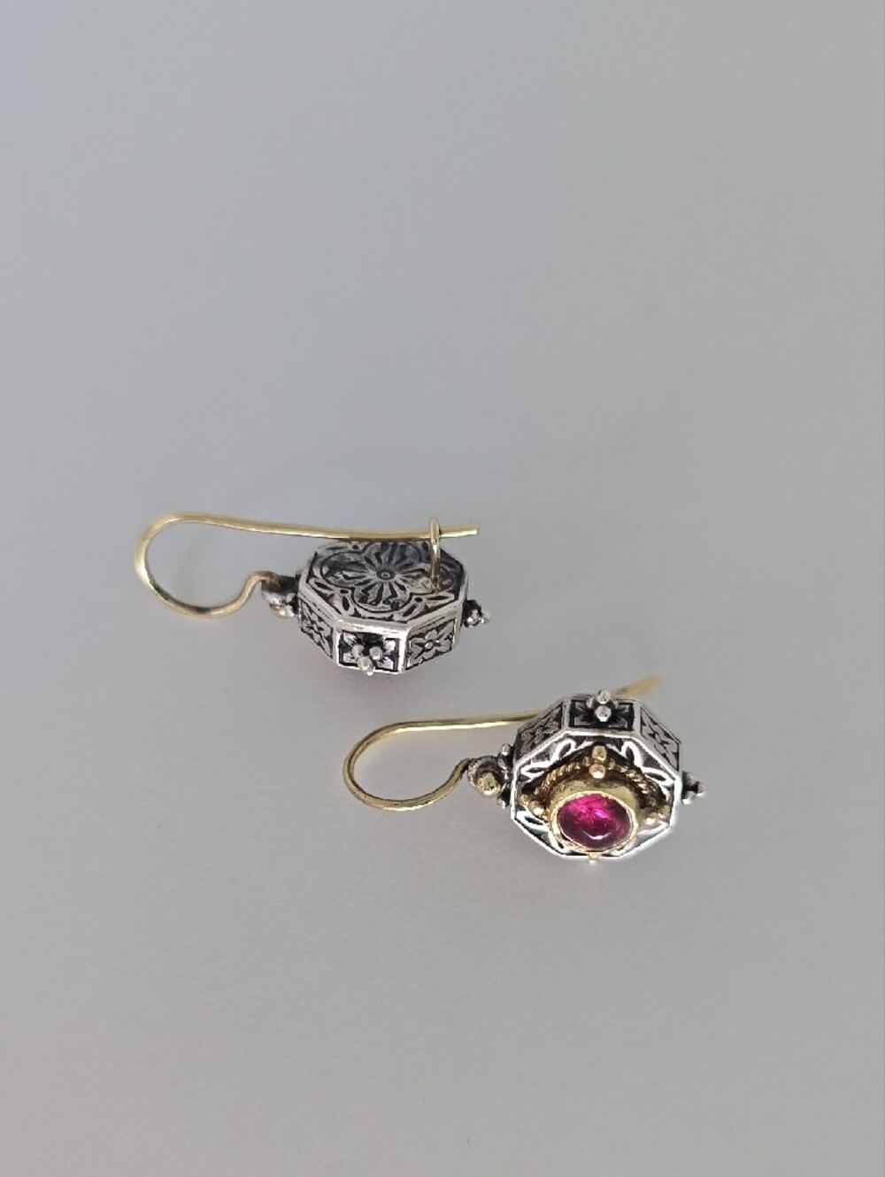 Konstantino 18K Gold & Sterling Silver Earrings with Pink Tourmaline - Picture 4 of 6